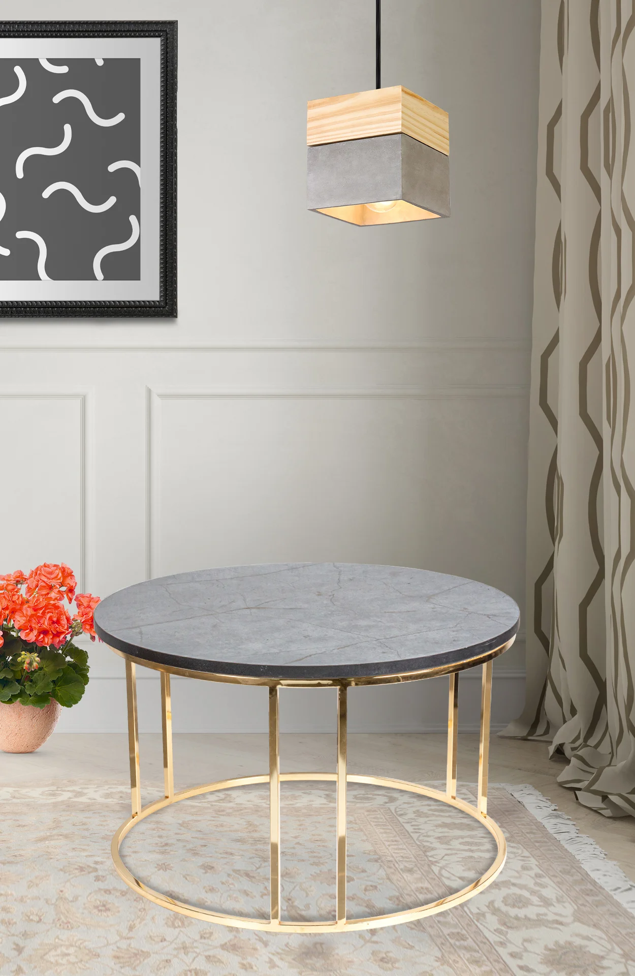 Palermo Middle Coffee Table Round MDF Gold 80 cm