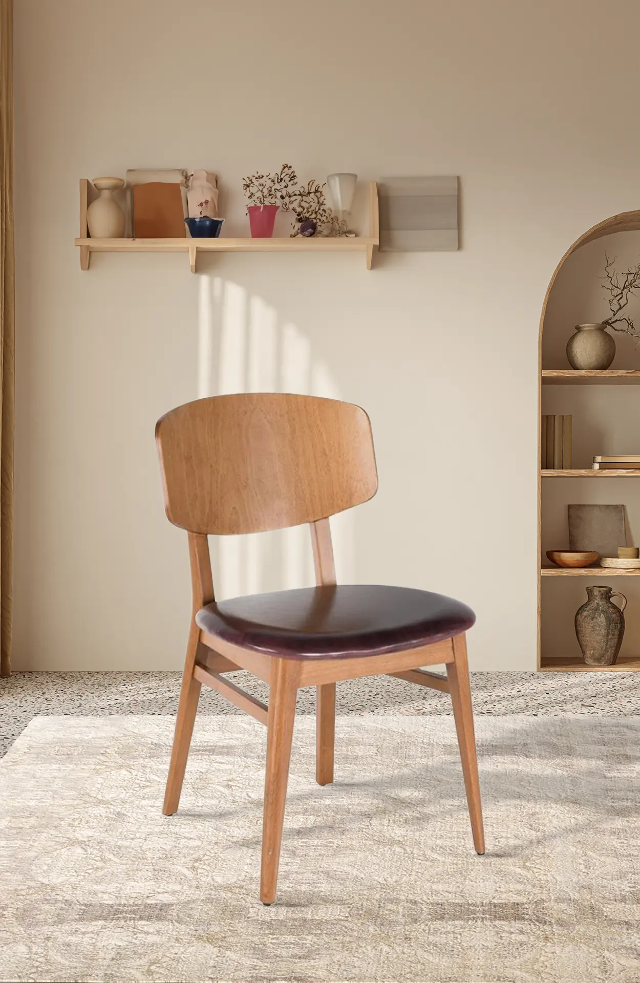 Edmonton Wooden Chair Modern Design Wooden Frame Dining Room Leather Timeless