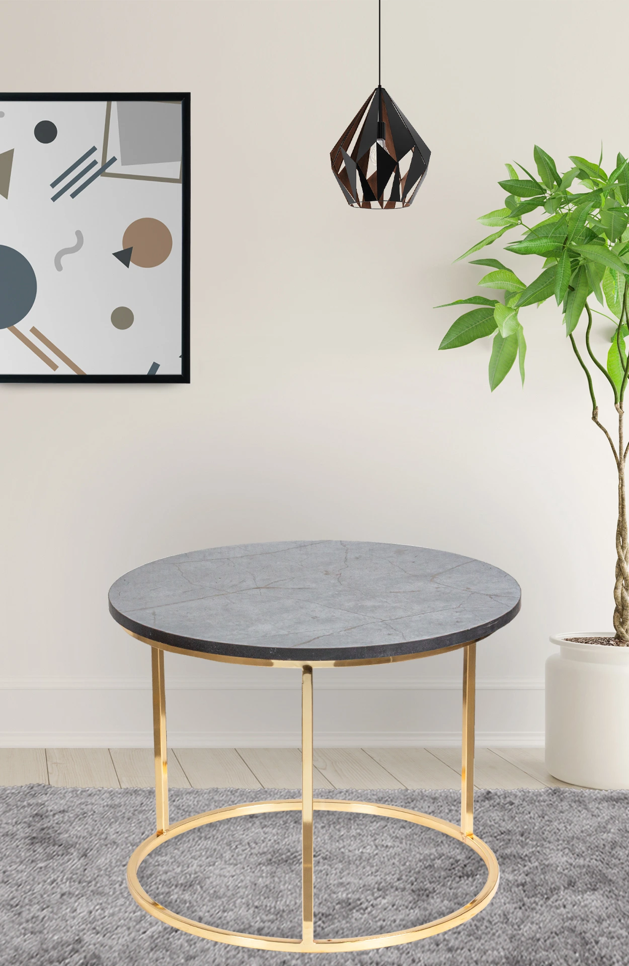 Bologna Middle Coffee Table Round MDF Gold 80 cm