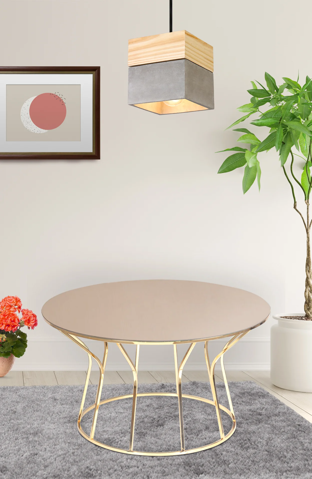 Lena Hourglass Coffee Table Round Gold 80 cm 