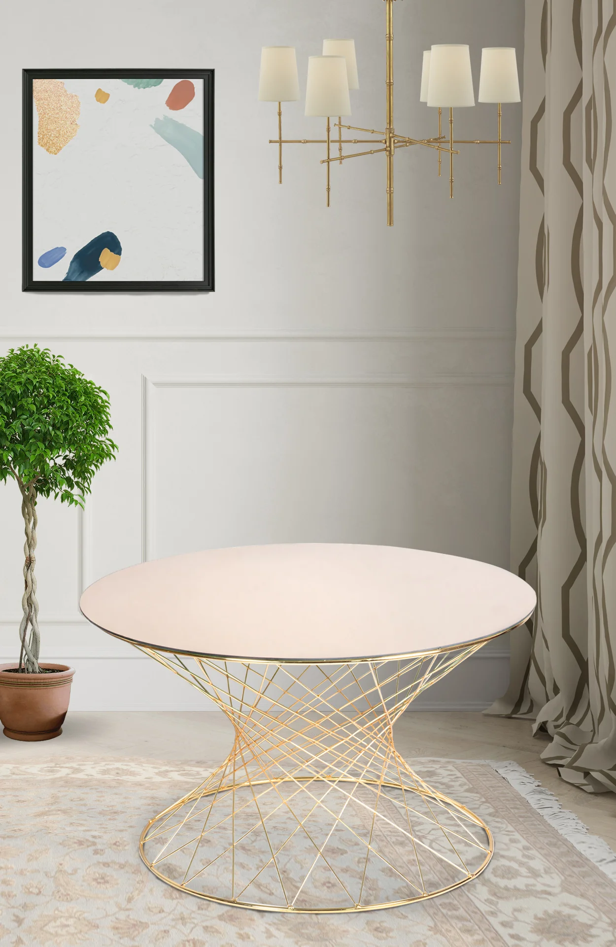 Cristales Middle Coffee Table Round Gold 80 cm 