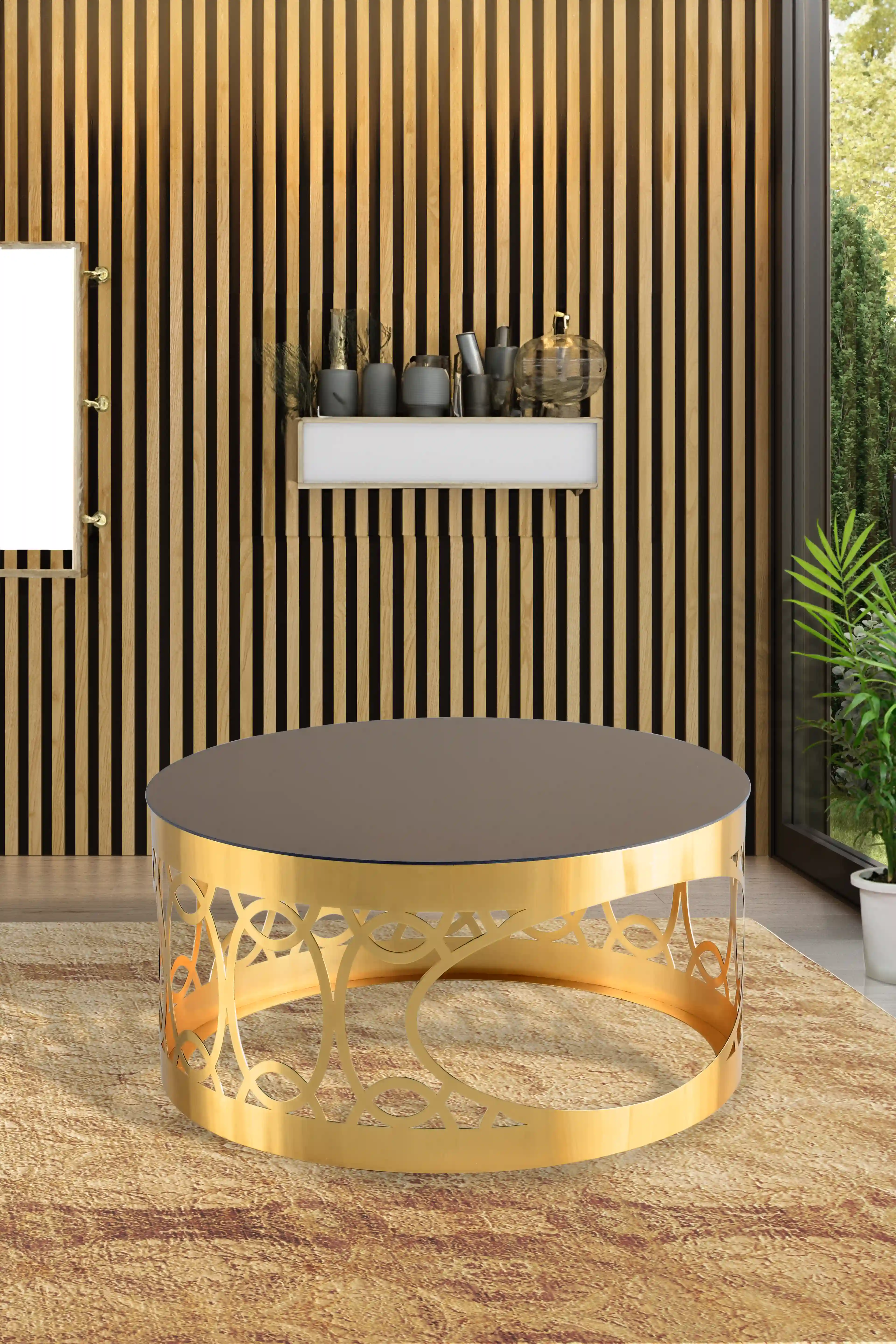 Astana Middle Coffee Table Gold Glass Living Room