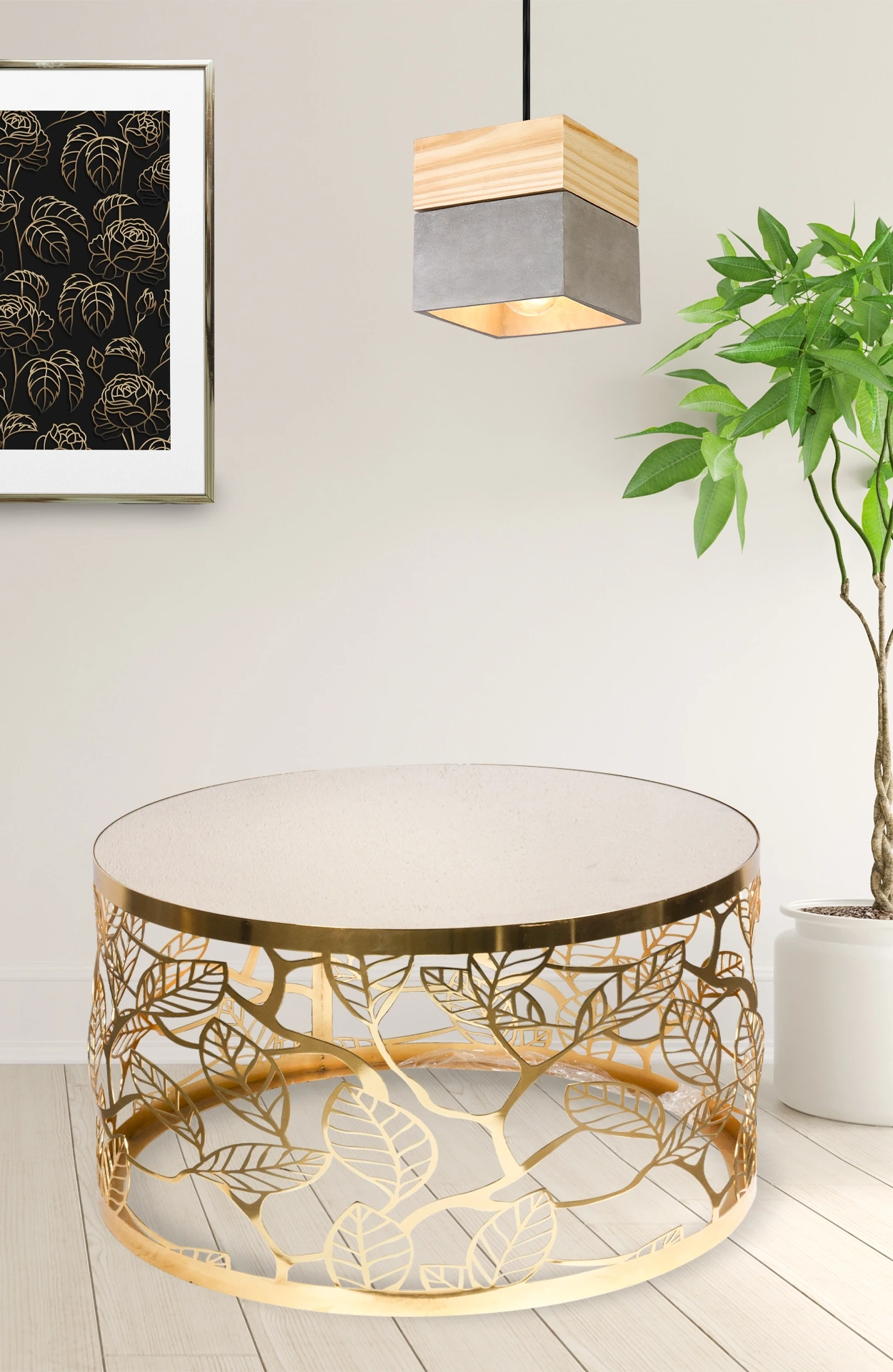 Orsa Middle Coffee Table Gold Metal CNC